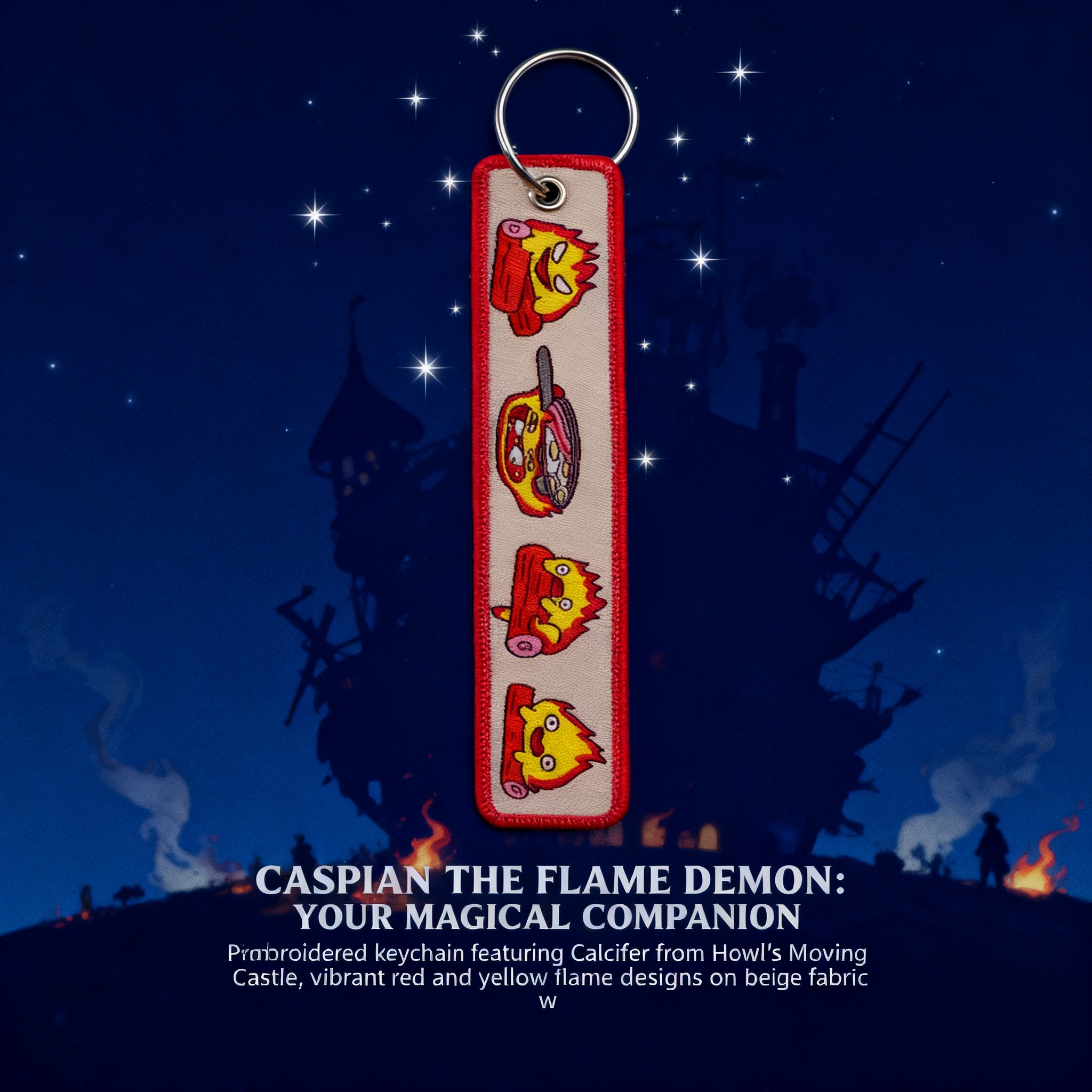 Car Accessories Gifts For Men - Anime Fire Embroidery Key Fobs Cute