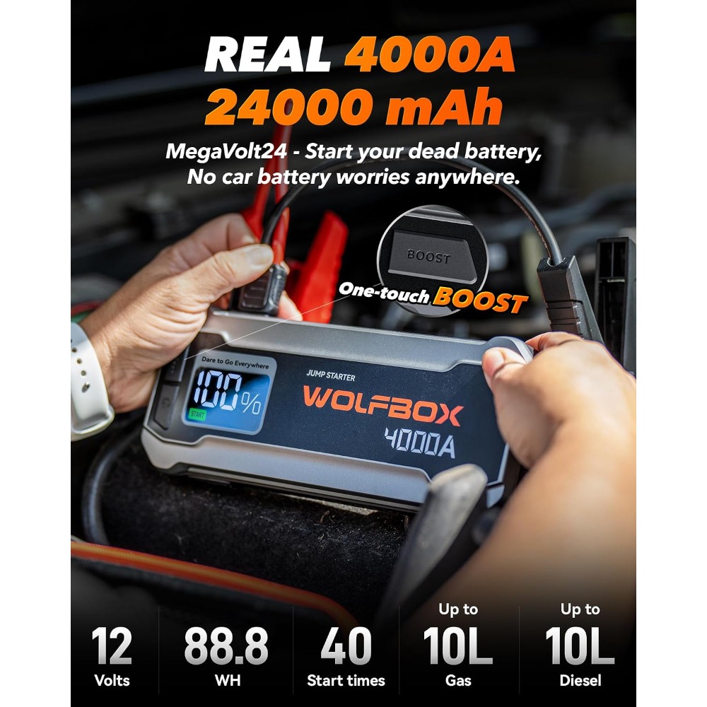 4000A Jump Starter, 12V Car Ba - Portable Jump Starter avaliação e preço