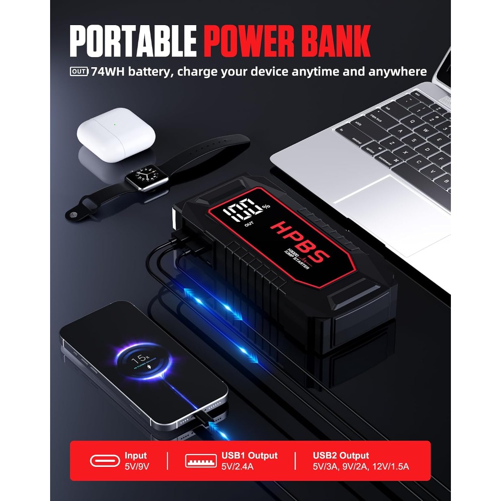 5500A Peak Jump Starter for Al - Portable Jump Starter avaliação e preço