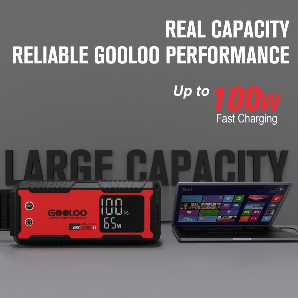4000A Jump Starter 100W Fast C - Portable Jump Starter avaliação e preço