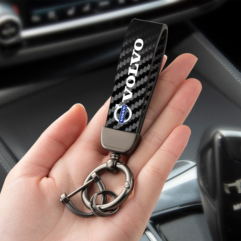 Car  Carbon Leather Keychain C - Volvo Car Accessories Xc90 avaliação e preço