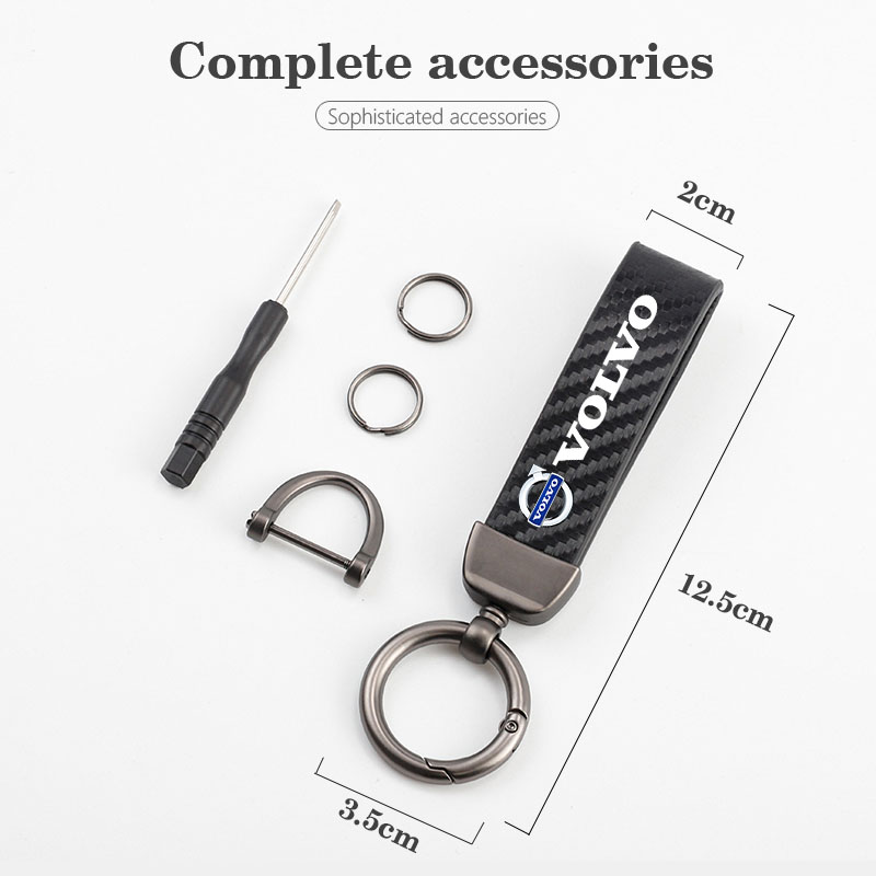 Car  Carbon Leather Keychain C - Volvo Car Accessories Xc90 avaliação e preço