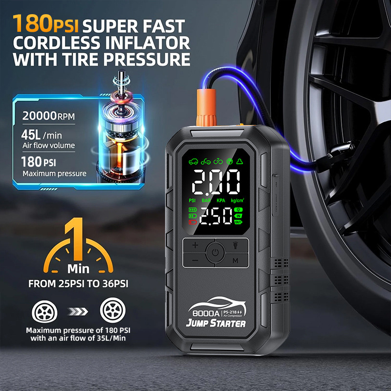 7Pcs 8000mAh Car Jump Starter  - Portable Jump Starter avaliação e preço