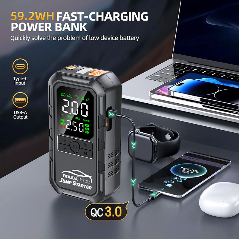 7Pcs 8000mAh Car Jump Starter  - Portable Jump Starter avaliação e preço