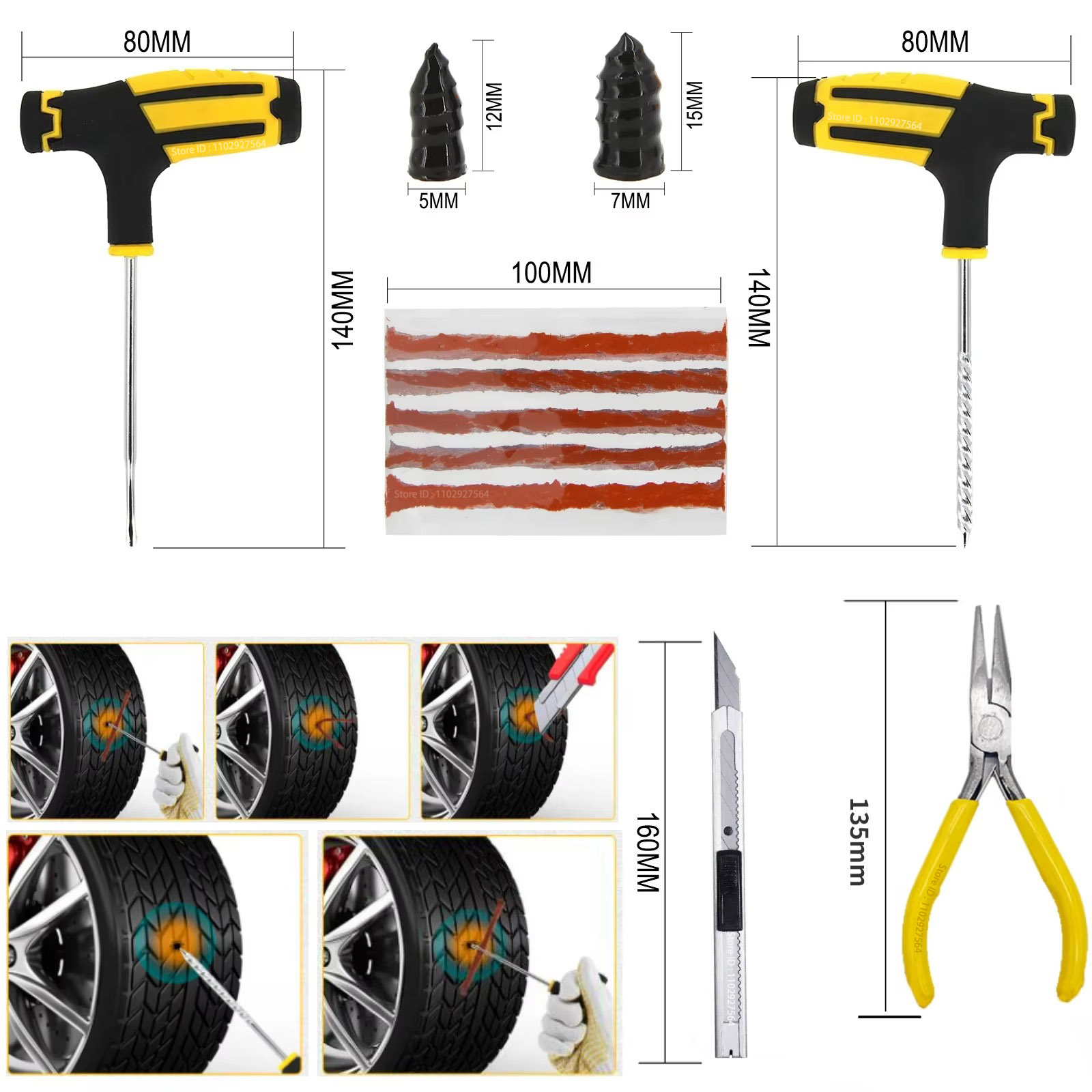 New Car Tire Repair Kit Punctu - Car Emergency Tool Kit avaliação e preço