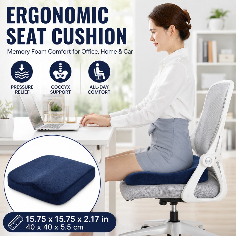 Thick Memory Foam Chair Cushio - Car Seat Cushion Memory Foam avaliação e preço