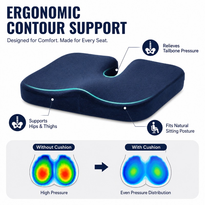 Thick Memory Foam Chair Cushio - Car Seat Cushion Memory Foam avaliação e preço