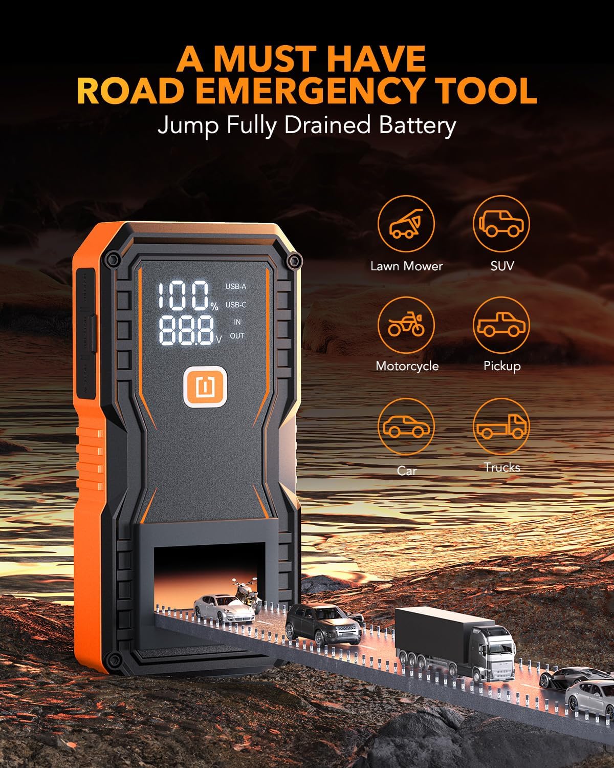 6000A Jump Starter for All Gas - Portable Jump Starter avaliação e preço