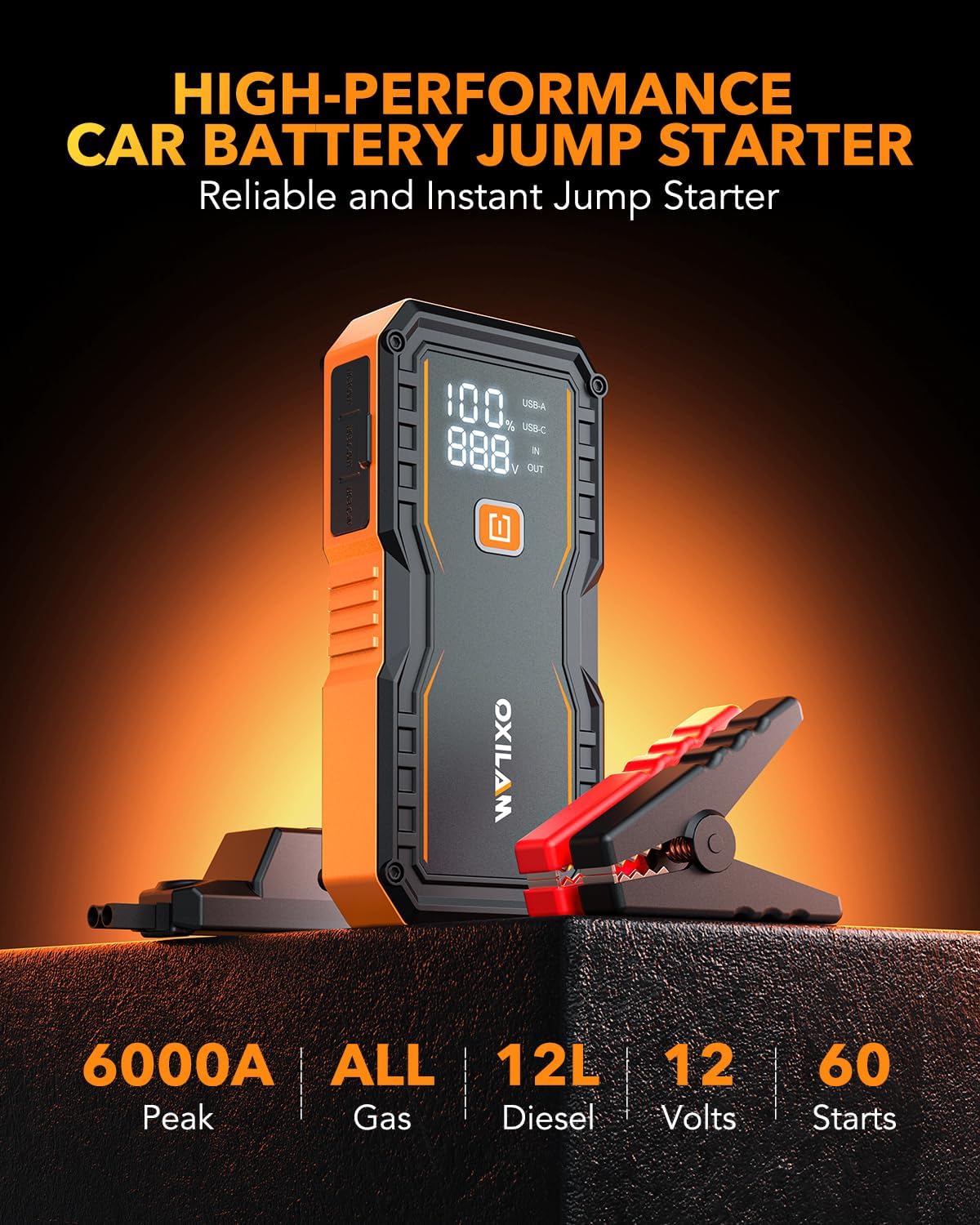 6000A Jump Starter for All Gas - Portable Jump Starter avaliação e preço