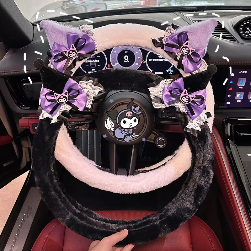 Cute Kuromi Plush Steering Whe - Car Accessories For Winter avaliação e preço