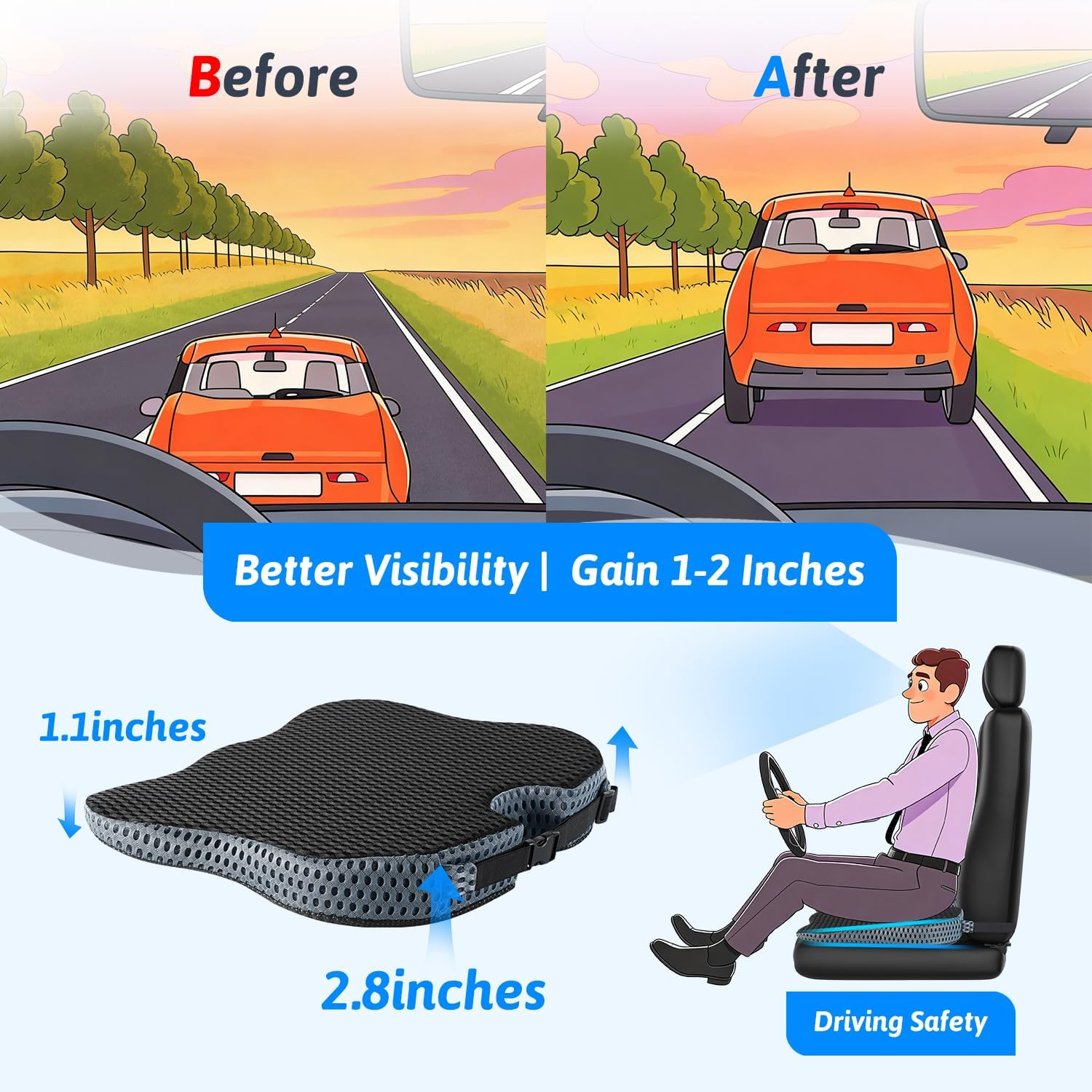 Cushion Non Slip Orthopedic Me - Car Seat Cushion Memory Foam avaliação e preço