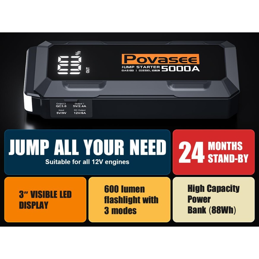 5000A Jump Starter 12V Car Bat - Portable Jump Starter avaliação e preço