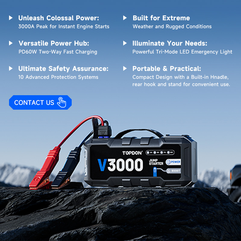 TOPDON V3000 3000A PD60W Bi-Di - Portable Jump Starter avaliação e preço