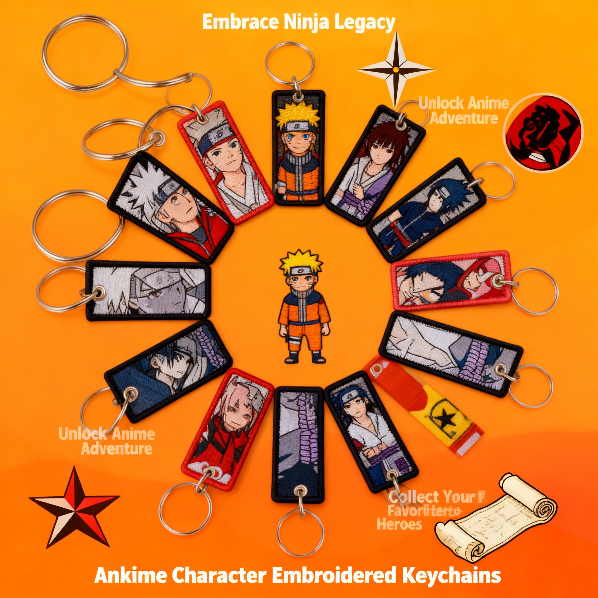 Anime Embroidery Keychain Key  - Car Accessories Cute avaliação e preço