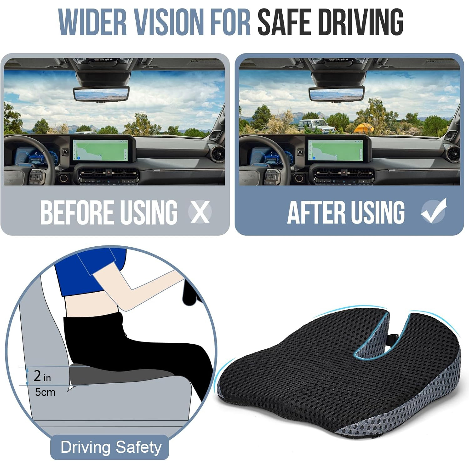 Memory Foam Car Wedge Seat Cus - Car Seat Cushion Memory Foam avaliação e preço