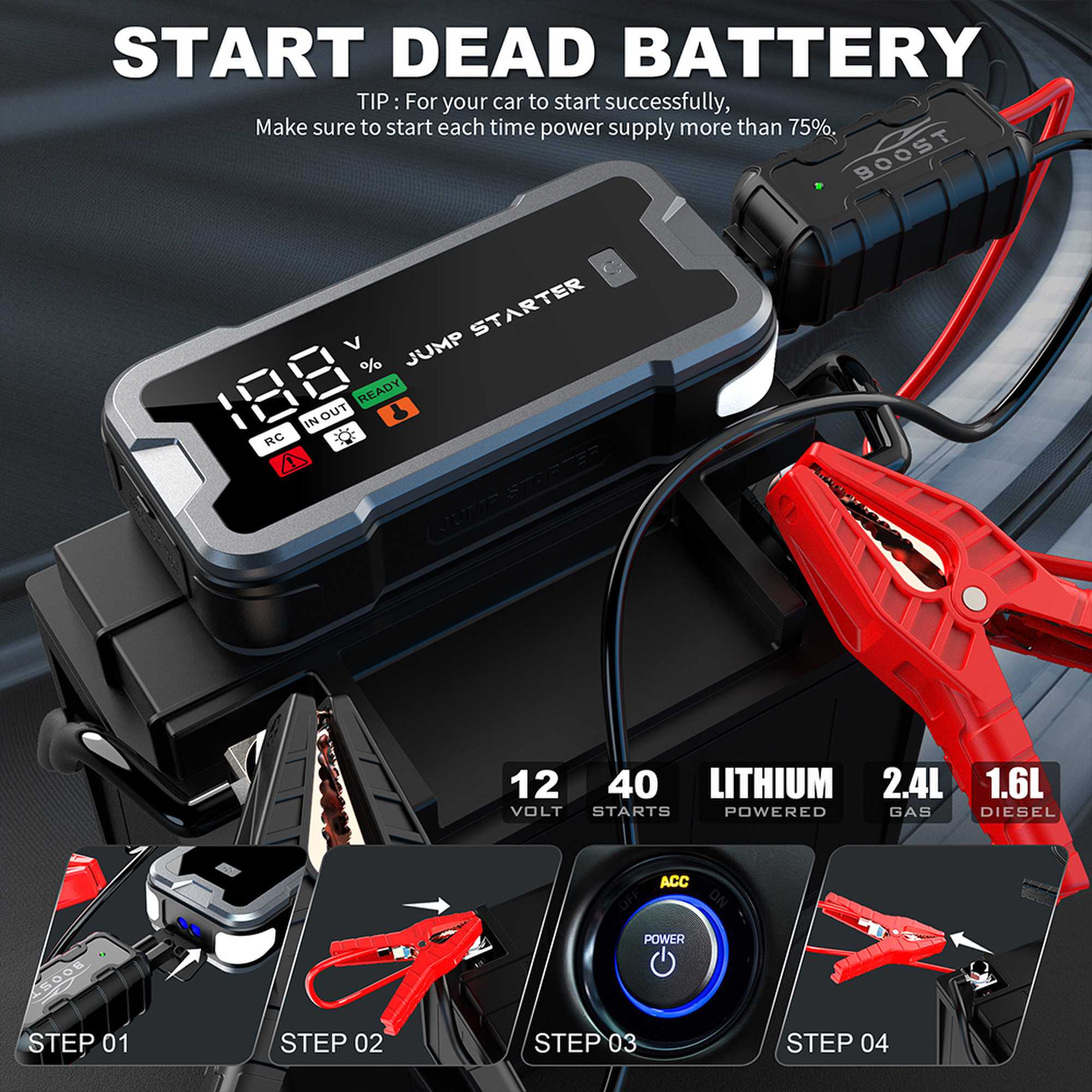 4000A Car Jump Starter ,Portab - Portable Jump Starter avaliação e preço