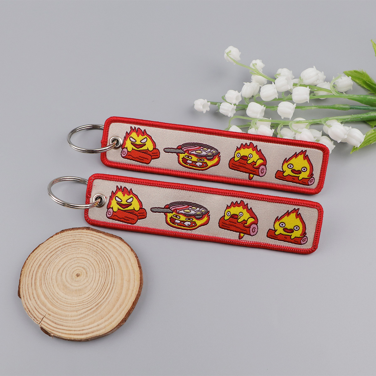 Anime Fire Embroidery Key Fobs - Car Accessories Gifts For Men avaliação e preço