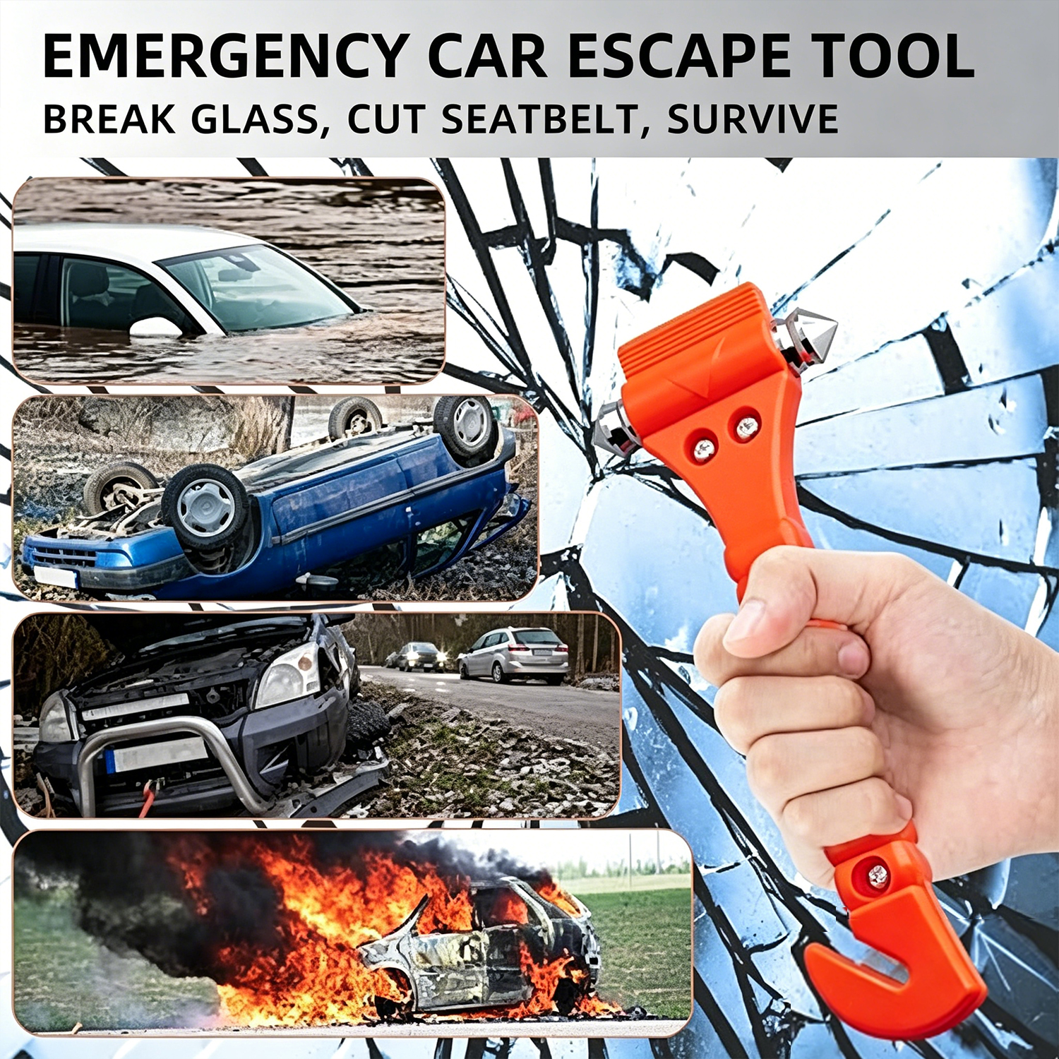 1/2PCS Survival Safety Hammer  - Car Emergency Tool Kit avaliação e preço