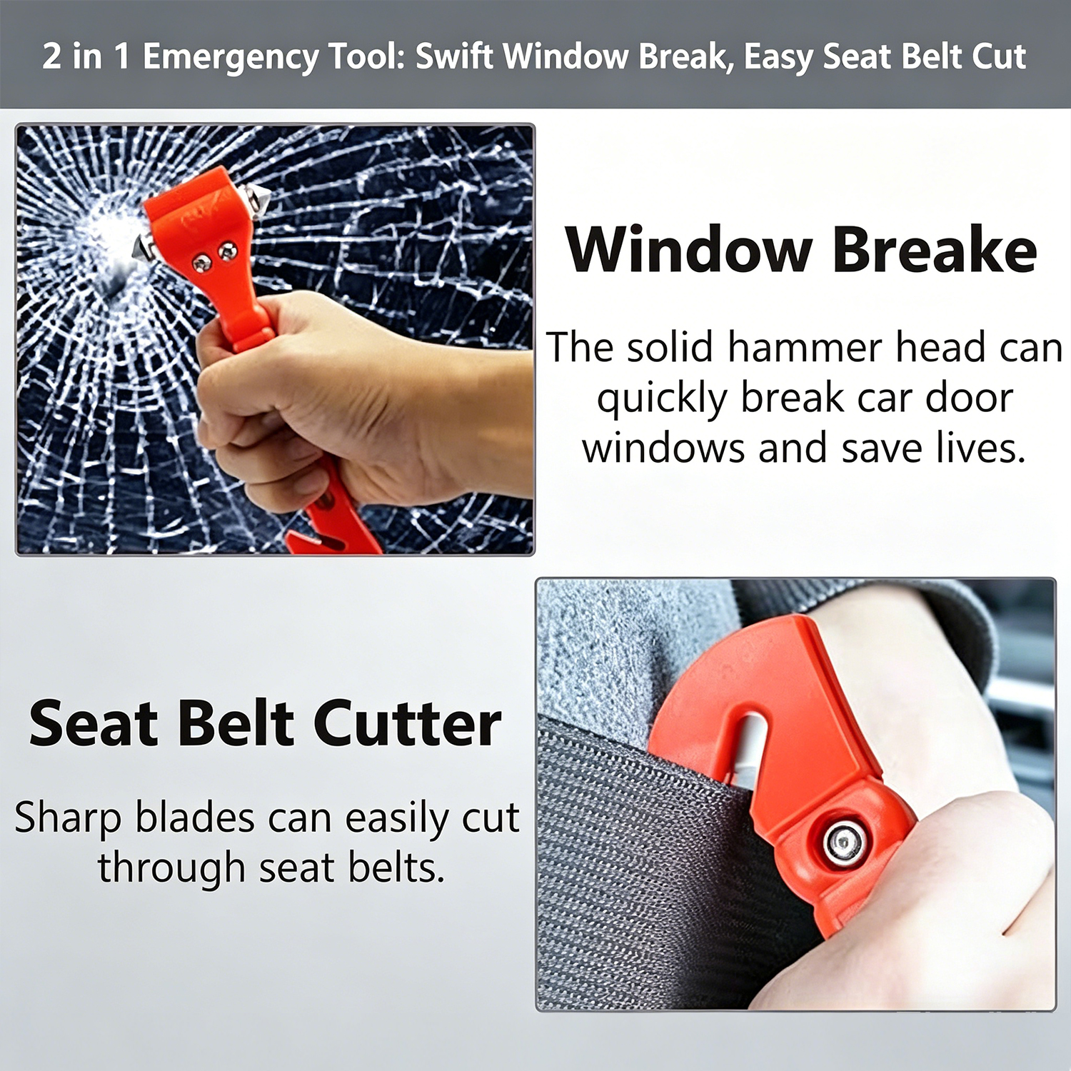 1/2PCS Survival Safety Hammer  - Car Emergency Tool Kit avaliação e preço
